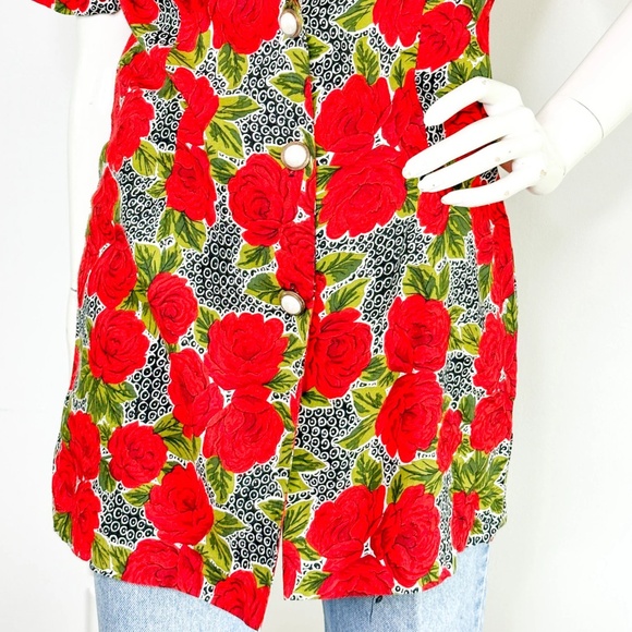 Vintage Rampage Floral Top with Button Front Detail | Vintage Floral Blazer| - Picture 2 of 7